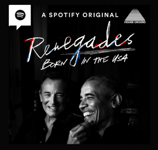 The title cover for Barack Obama and Bruce Springsteen's podcast, "Renegades: Born In The USA." (Photo Courtesy of Spotify Studios)